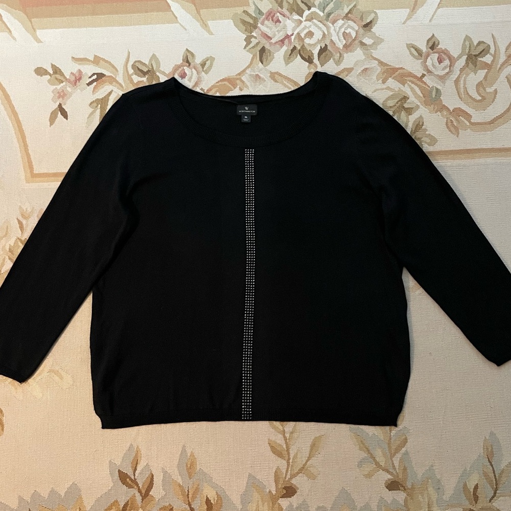 Soft chic black sweater by Worthington vertical embellishment size extra large
